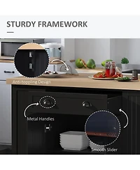 Halifax North America Black Kitchen Island: Freestanding Table with Drop Leaf and Storage