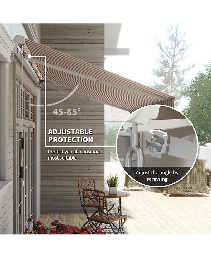 Outsunny 12' x 10' Outdoor Patio Manual Retractable Exterior Window Awning
