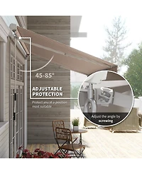 Outsunny 12' x 10' Outdoor Patio Manual Retractable Exterior Window Awning