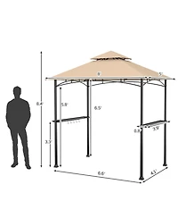 Gymax 8' x 5' Bbq Grill Gazebo 2-Tier Barbecue Canopy Vented Top Shelves Shelter