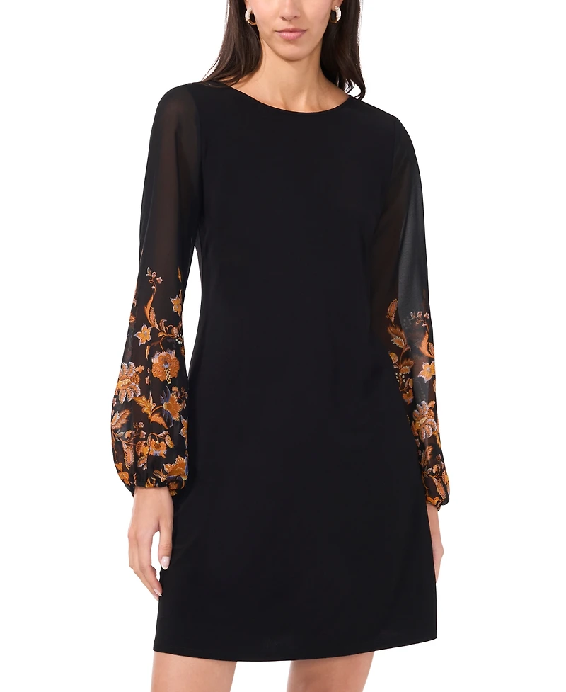 Msk Women's Chiffon-Sleeve Jersey Shift Dress