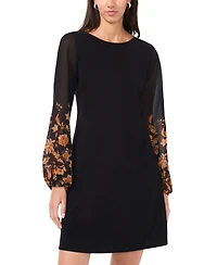 Msk Women's Chiffon-Sleeve Jersey Shift Dress