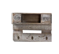 Baxton Studio Ferguson Vintage Rustic Whitewashed Grey Oak Finished Wood Wall Mounted Coat Rack with Shelves