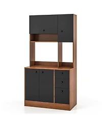 71" Tall Kitchen Pantry Buffet Hutch Freestanding Storage Cabinet 4 Doors