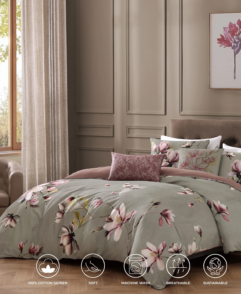 Bebejan Purple Lilies Bedding 5 Piece King Size Reversible Comforter Set