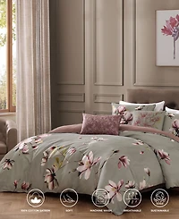 Bebejan Purple Lilies Bedding 5 Piece King Size Reversible Comforter Set