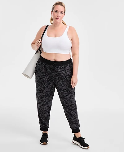 Id Ideology Plus Relaxed Animal-Print Fleece Joggers, Macy's Exclusive