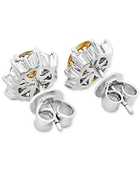 Citrine (2-7/8 ct. t.w.) & White Topaz (5/8 ct. t.w.) Halo Stud Earrings in Sterling Silver