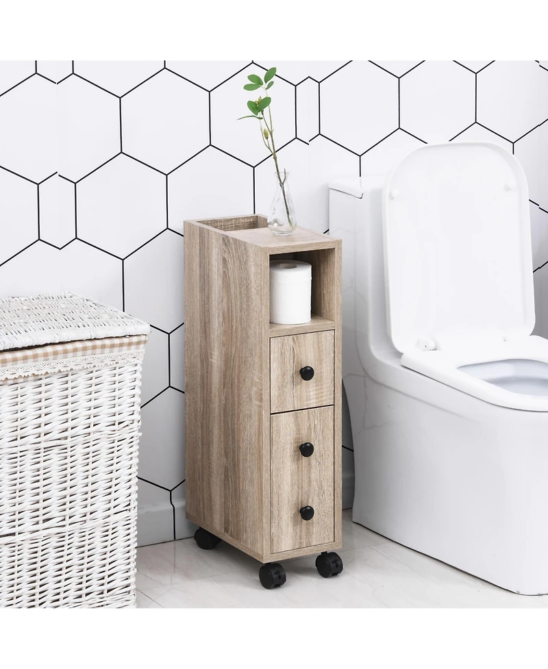 kleankin Small Design Bedroom Ample Storage Space Sleek Wheel,