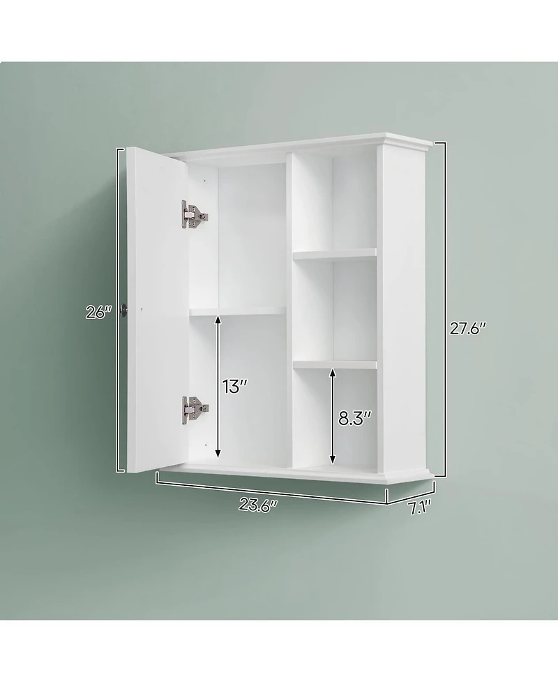 Vanirror White Over-the-Bathroom Storage Cabinet - Wooden Wall Mounted Medicine Cabinet for Bathroom, Laundry Room & Kitchen