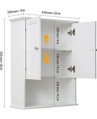 Vanirror 24x30 Inch White Wall-Mounted Bathroom Cabinet – Over-the-Bathroom Storage with Doors for Bathroom, Laundry Room, Bedroom & Kitchen