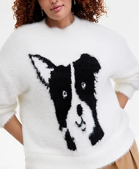 On 34th Trendy Plus Dog-Graphic Eyelash Sweater, Macy's Exclusive