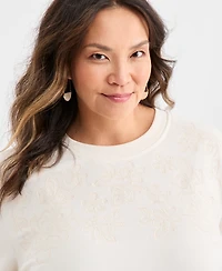 Style & Co Plus Embroidered Crewneck Sweatshirt, Macy's Exclusive