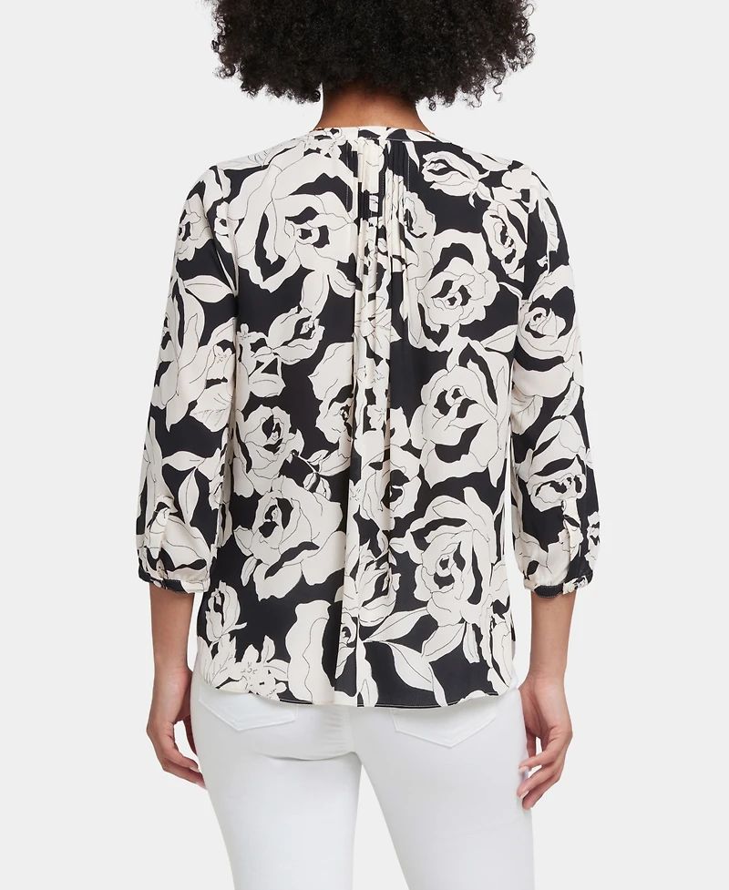 Nydj Women's Pintuck Split Round Neck Top