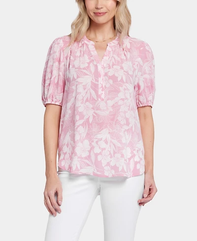 Nydj Women's Short Puff Sleeve Popover Top