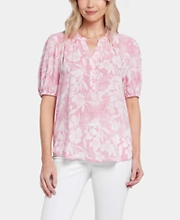 Nydj Women's Short Puff Sleeve Popover Top