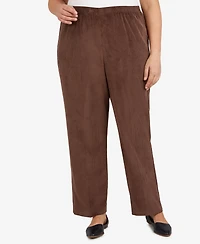 Alfred Dunner Plus Classic Corduroy Elastic Waist Medium Length Pants