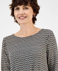Jm Collection Women's Printed 3/4-Sleeve Knit Top, Exclusively at Macy's