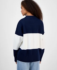 Hippie Rose Juniors' Oversized Stripe Long-Sleeve Sweater