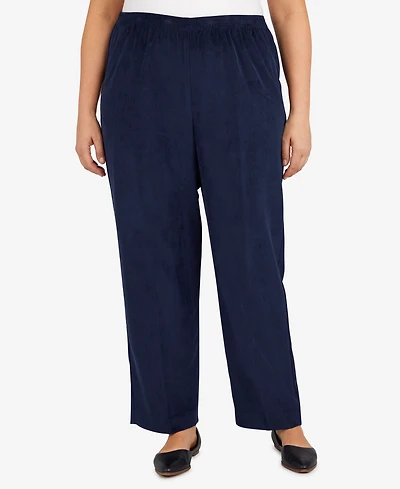 Alfred Dunner Plus Size Classic Corduroy Elastic Waist Medium Length Pants