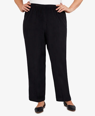 Alfred Dunner Plus Classic Corduroy Elastic Waist Medium Length Pants