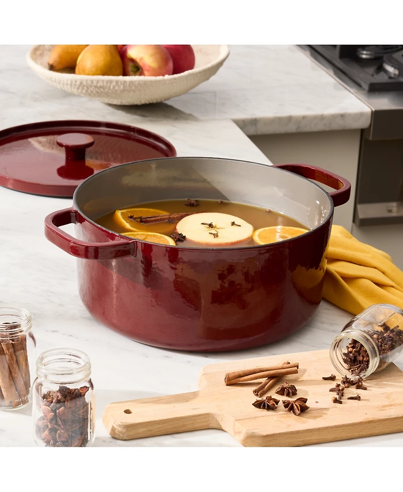 The Cellar Enameled Cast Iron 6-Qt, Dutch Oven Bordeaux, Macy's Exclusive