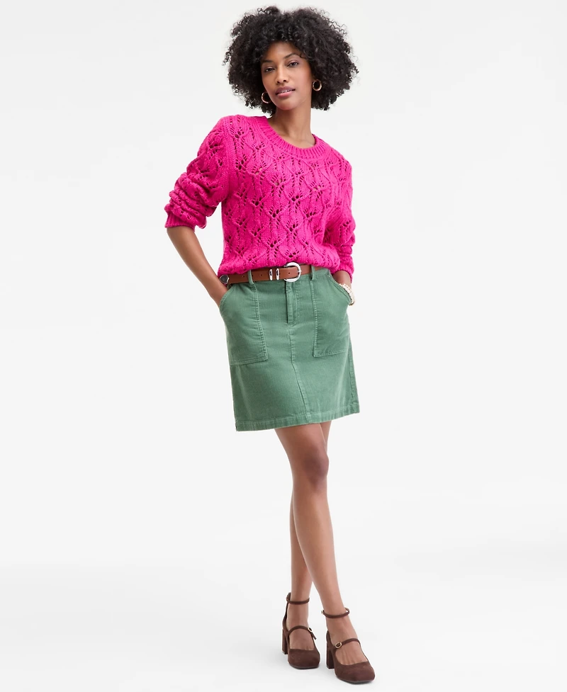 On 34th Women's Open-Stitch Crewneck Sweater, Macy's Exclusive