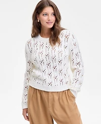 On 34th Women's Open-Stitch Crewneck Sweater, Macy's Exclusive