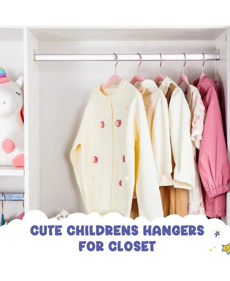 14 Inch Kids Velvet Hangers Blush Pink 60 Pack