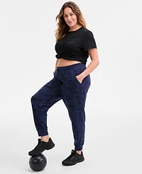 Id Ideology Plus Relaxed High-Rise Marble Fleece Joggers, Macy's Exclusive