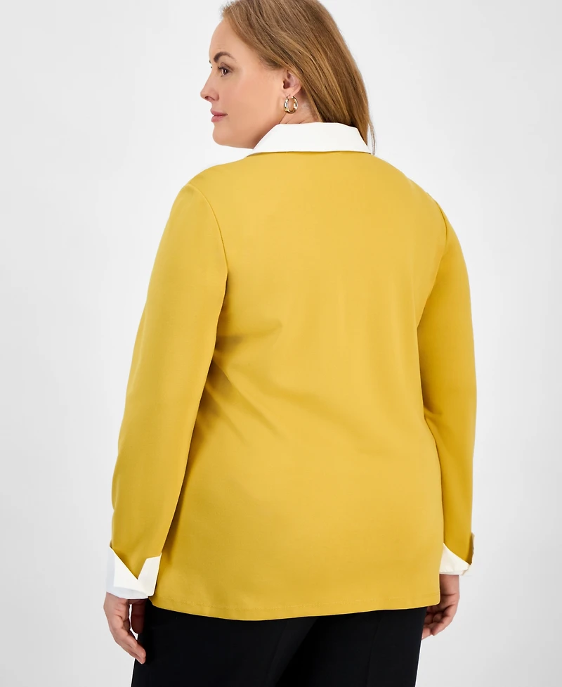 Jones New York Plus Serenity Knit Two-Fer Sweater