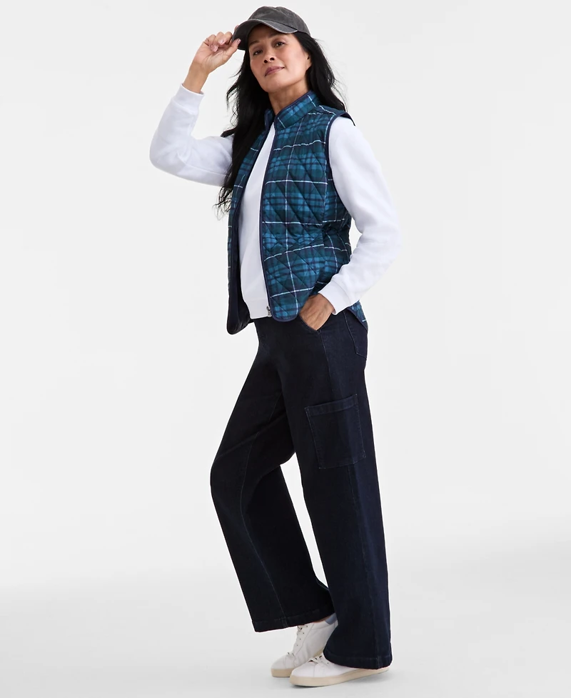 Style & Co Women's Plaid Quilted Vest, Macy's Exclusive