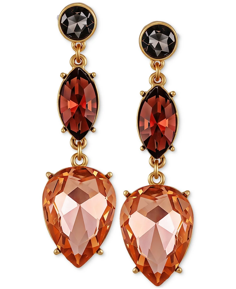 Guess Gold-Tone Ombre Crystal Dangle Earrings