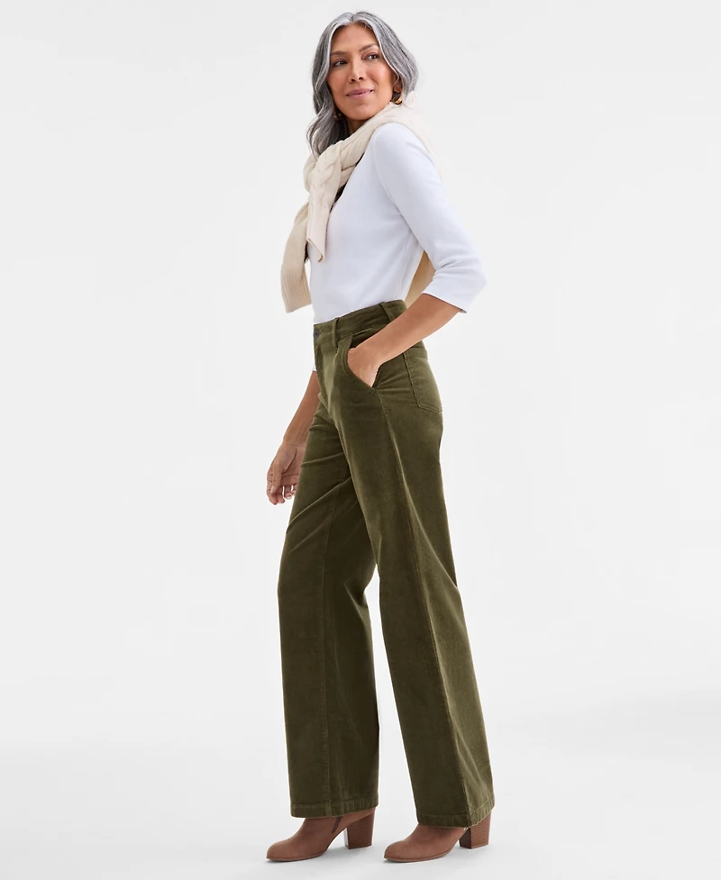 Style & Co Petite Mid Rise Wide-Leg Corduroy Pants, Macy's Exclusive