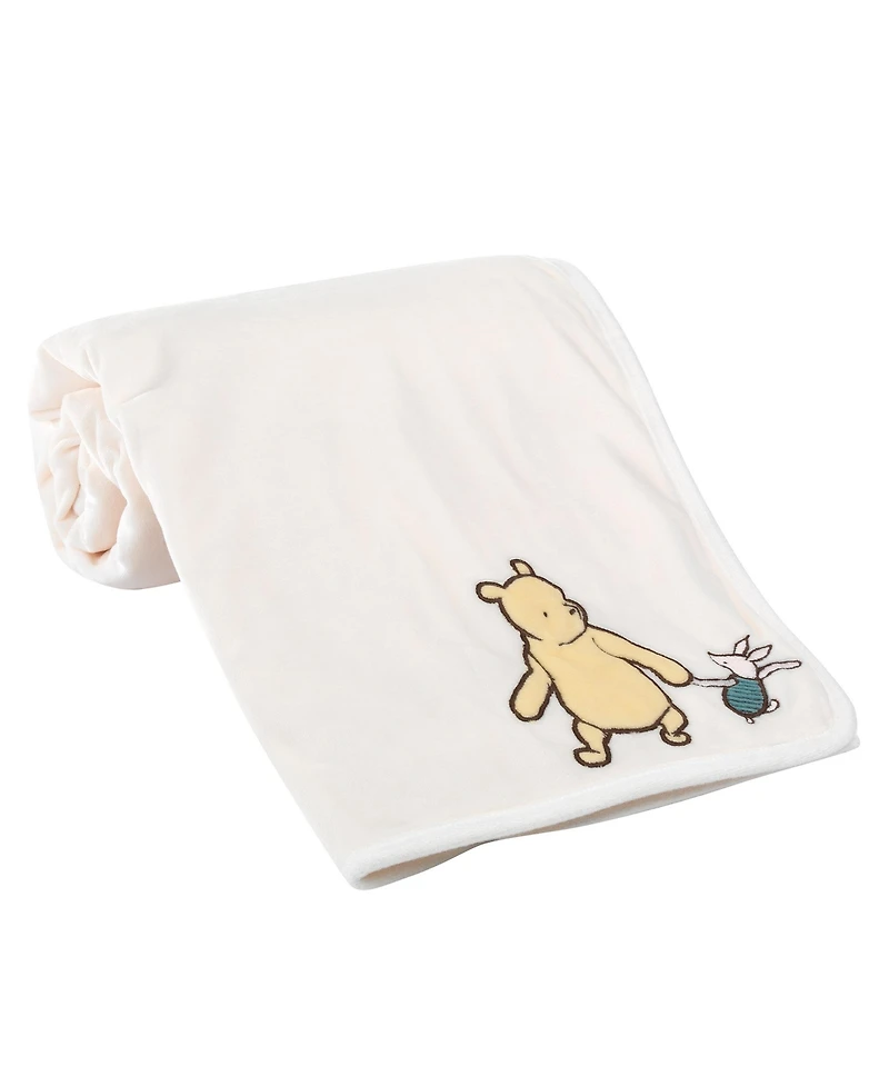Lambs & Ivy Disney Baby Storytime Pooh Ultra Soft Fleece Baby Blanket - Cream