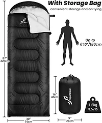 Sportneer Sleeping Bags for Adults, Warm & Cold Weather Sleeping Bag for Adults Kids Boys Girls