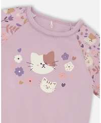 Deux par Toddler Girls Cotton Two-Piece Pajamas Lilac Cat Print - Toddler|Child