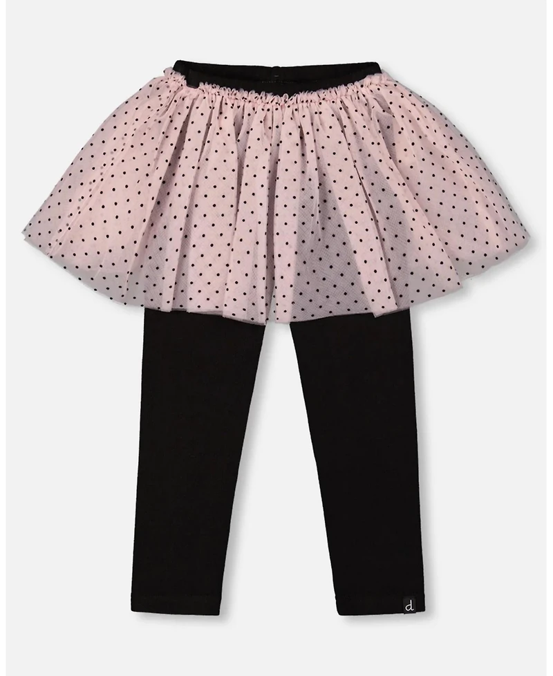 Deux par Girl Leggings with Tulle Skirt Pink and Black
