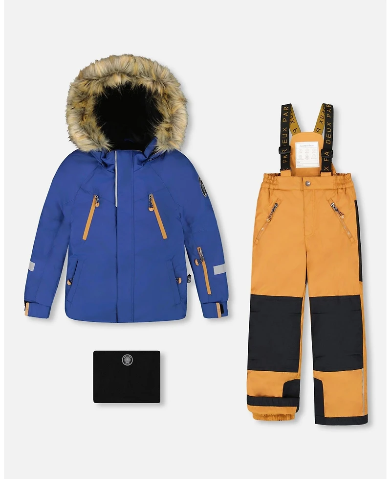 Deux par Boy Two-Piece Play Snowsuit Navy and Brown