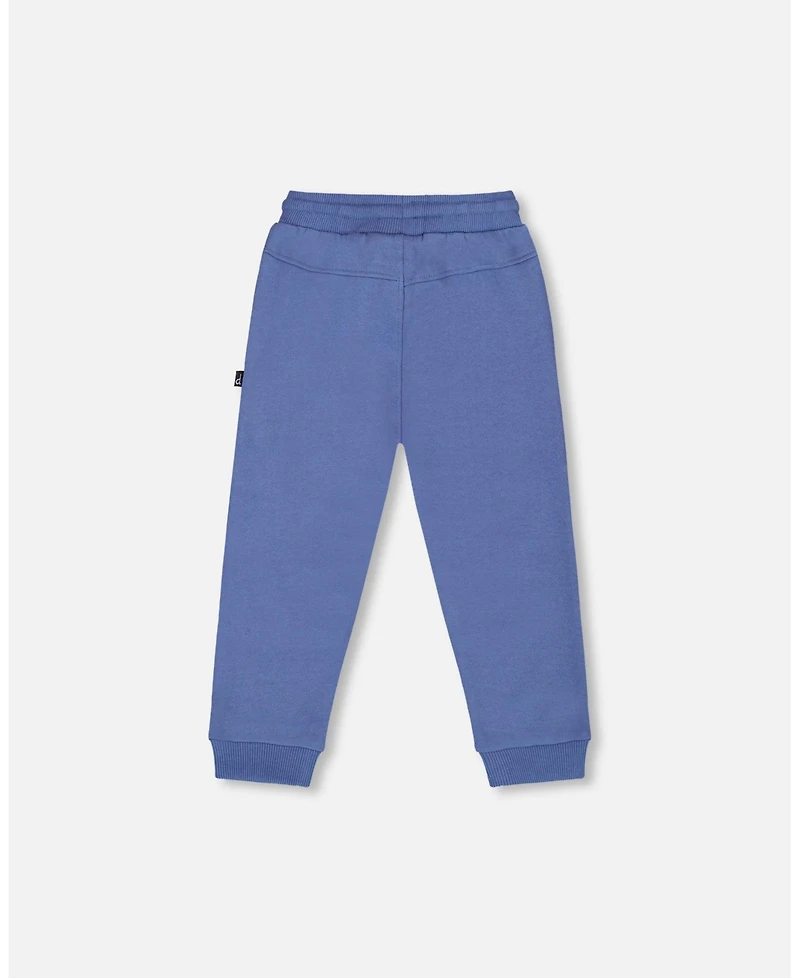 Deux par Baby Boys Fleece Sweatpants with Articulated Knees Blue