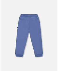 Deux par Baby Boys Fleece Sweatpants with Articulated Knees Blue