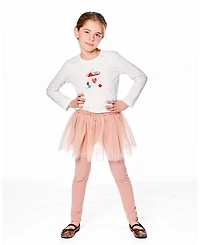 Deux par Girl Leggings with Tulle Skirt Dusty Pink - Child