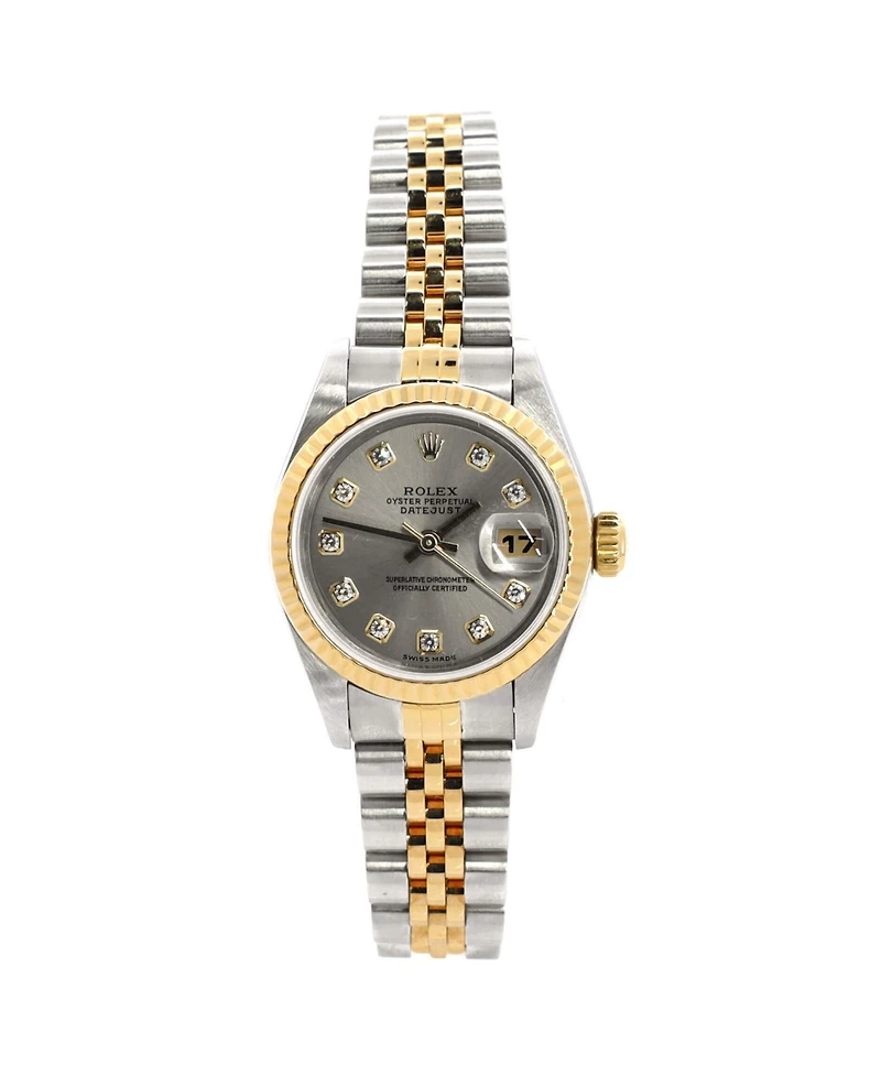Pre-Owned Rolex Oyster Perpetual Datejust Automatic Watch in Stainless Steel and Gold with Diamond Markers 26mm
