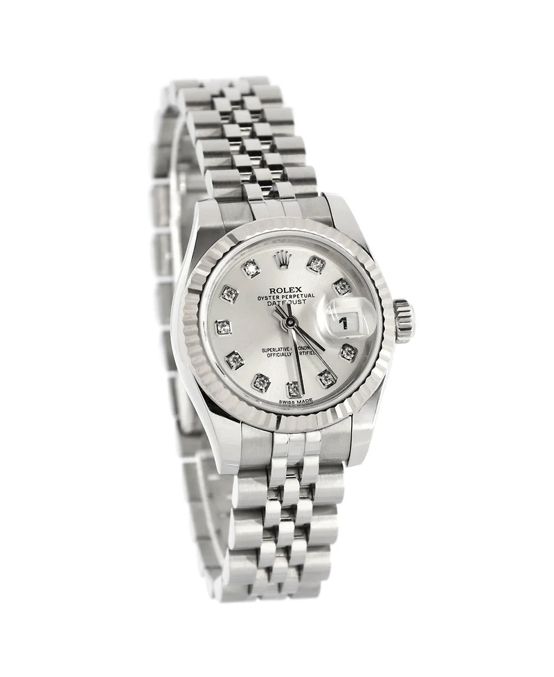 Pre-Owned Rolex Oyster Perpetual Datejust Automatic Watch in Stainless Steel and White Gold with Diamond Markers 26mm