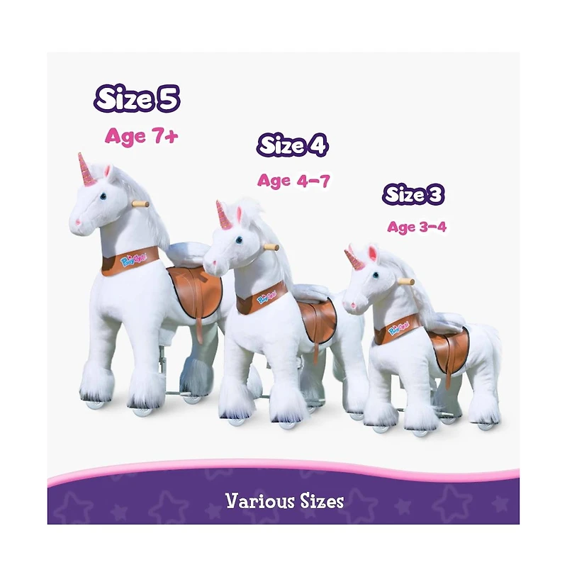 PonyCycle Ride-on Unicorn White Model U Size 5 for Age 7-12