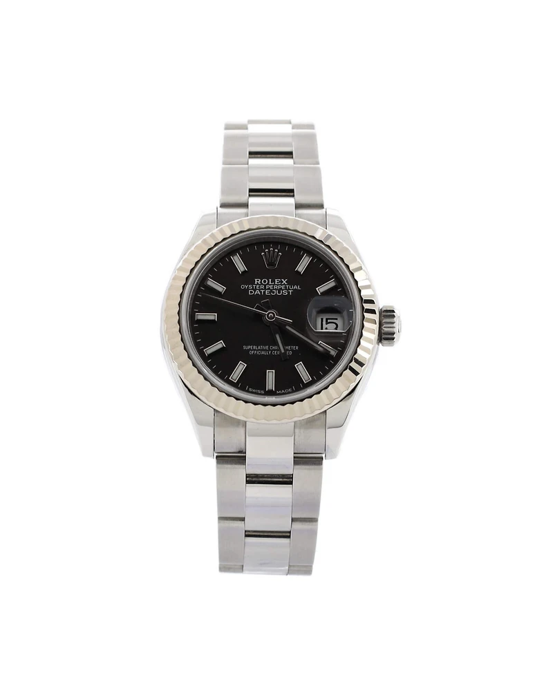 Pre-Owned Rolex Oyster Perpetual Datejust Dark Grey Automatic Watch in Stainless Steel and White Gold 28mm