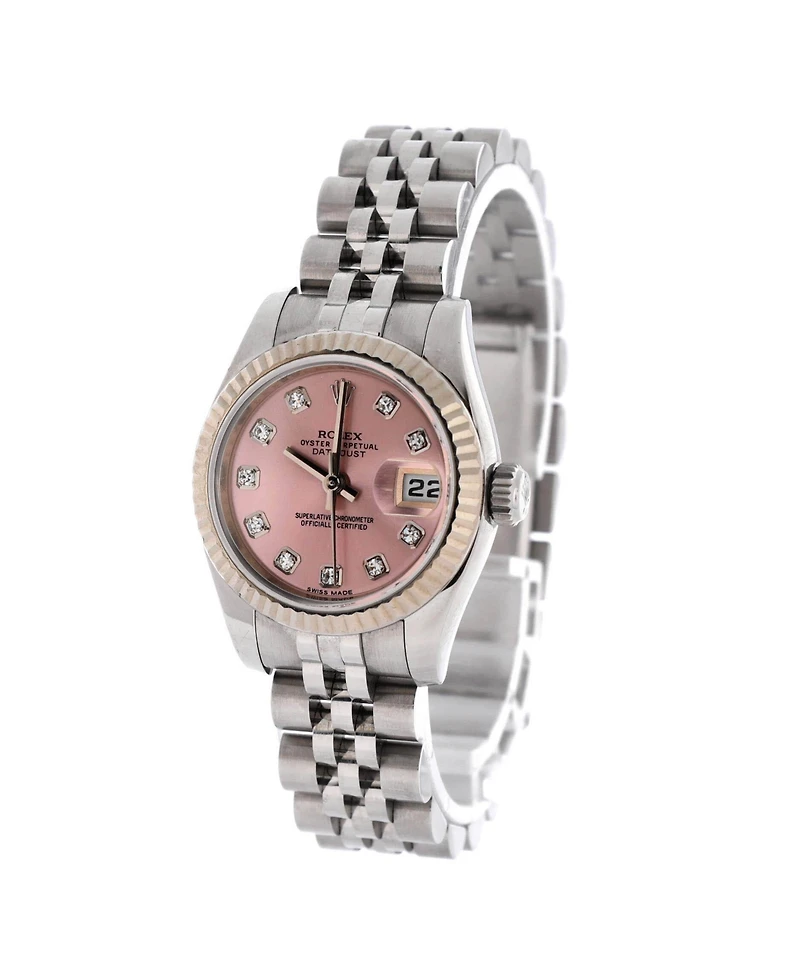 Pre-Owned Rolex Oyster Perpetual Datejust Automatic Watch in Stainless Steel and White Gold with Diamond Markers 26mm