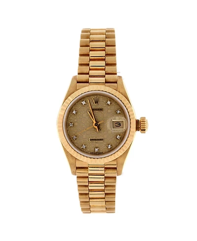 Pre-Owned Rolex Oyster Perpetual President Datejust Automatic Watch in Gold with Diamond Markers 26mm