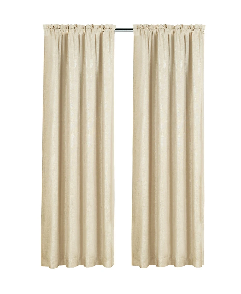 Kate Aurora 2 Piece Heavy Weight Light Filtering Rod Pocket Luxurious Royal Chenille Curtain Panels - Beige