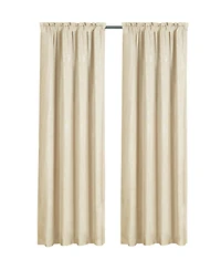 Kate Aurora 2 Piece Heavy Weight Light Filtering Rod Pocket Luxurious Royal Chenille Curtain Panels - Beige